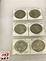 Lot of 6-1921 Morgan Silver Dollars