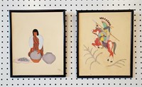 1936 Indian Paintings Jose Toledo Jemez Pueblo