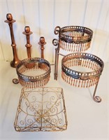 Decorative Copper Plate Stand & Candlesticks