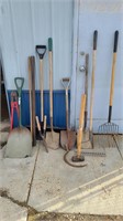 Group of lawn and garden tools.