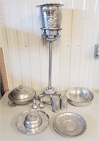 1930s Hammered Aluminum Wine Bucket & Other Pieces