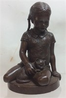 Girl With Cat Bronze By Charles Parks