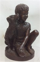 Boy With Dog Bronze Sculpture Charles Parks