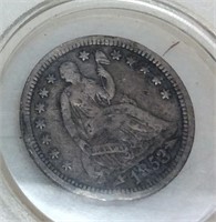 1853 SEATED LIBERTY DIME IN CASE
