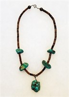 16" Turquoise Nugget & Heishi Necklace