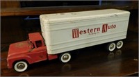 Vintage Structo Western Auto Tractor Trailer Toy.