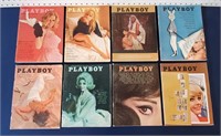 Eight 1964 PLAYBOY Magazines w) Centerfolds