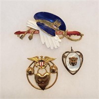 World War II Sweetheart Jewelry Locket Pins