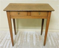 Petite Rustic French Tapered Leg Oak Table.