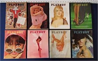 Eight 1965 PLAYBOY Magazines w) Centerfolds
