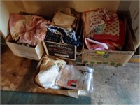 4 boxes of misc curtains, towels and other