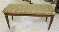 Animal Print Upholstered Walnut Bench.