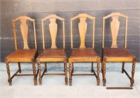 Set of Four Antique Walnut Depression Era Chairs