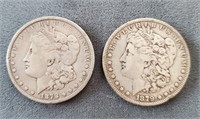 1878-S & 1879-P US Morgan Silver Dollar Coins