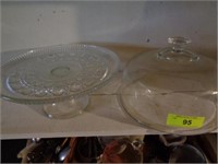 Glass cake plate on stand