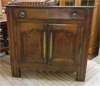 Early French Rustic Peg Constructed Oak Server.