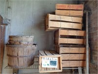 Wooden plant boxes, bushell baskets
