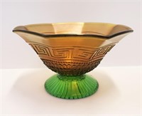 Green Northwood Greek Key & Scales Carnival Glass