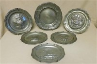 19th Century French Royal Crest Pewter Plates.