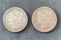 1885-O & 1888-O US Morgan Silver Dollar Coins