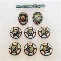 Antique Italian Mosaic Jewelry Buttons & Pins