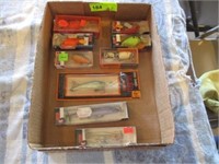 9 misc fishing lures in box