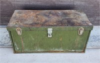 Vintage Iron Handled Green Metal Tool Chest