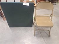 Green Sampson Card Table and Metal Folding Chair