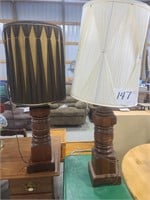 Wooden Lamp Pair