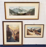 2 Rocky Mountain Prints & Hand Colored Photo