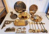 Vintage Decorative Brass Plates Trays Teapots Etc