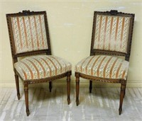 Louis XVI Style Walnut Side Chairs.