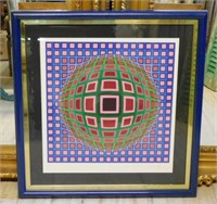 Victor Vasarely "Cosca I" Artist Signed Serigraph.