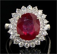 14kt Gold 6.86 ct Oval Ruby & Diamond Ring