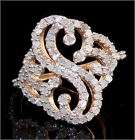 Rose Toned Genuine 1.10 ct Diamond Designer Ring