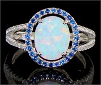 Stunning Oval Opal & Sapphire Designer Ring