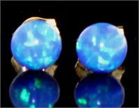 14kt Gold Blue Opal Ball Earrings