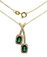 Stunning Emerald & White Topaz Necklace
