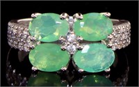 Genuine Emerald & White Topaz Designer Ring