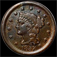 1857 Braided Hair Large Cent AU+