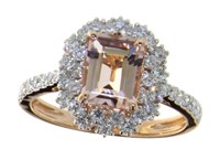14kt Rose Gold 2.13 ct  Morganite & Diamond Ring