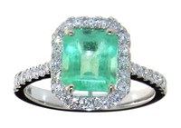 14kt Gold 2.17 ct Natural Emerald & Diamond Ring