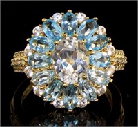 Beautiful Blue & White Topaz Elegant Ring