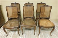 Louis XV Style Shell Crowned Caned Oak Chairs.