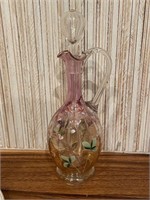 Beautiful Hand Painted Floral Decanter