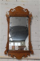 Antique Curly Maple Scroll Cut Mirror 37" X 19"