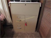 Metal Secretary Desk w/2-Drawer File Cabinets