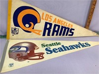 2 vintage NFL Football pennants Rams Seahawks
