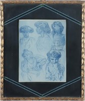 Portrait Studies of Young Women Lithograph