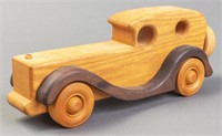 Handcrafted Solid Wood Vintage Toy Car